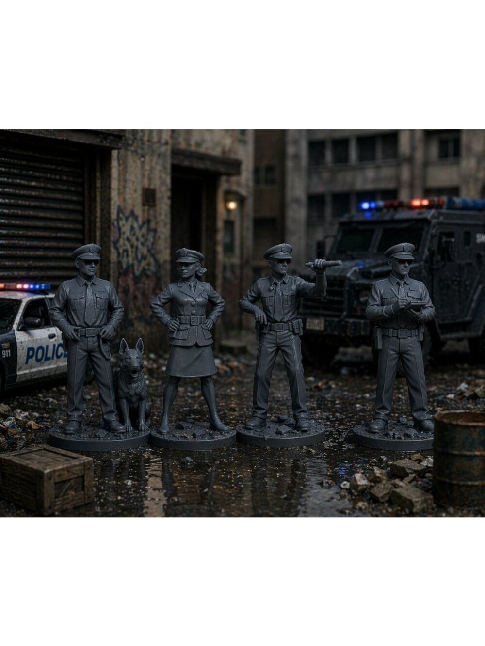 Police Figures – 8 Unpainted Resin Officers for Model Railroad & Dioramas 42mm - Picture 10 of 12
